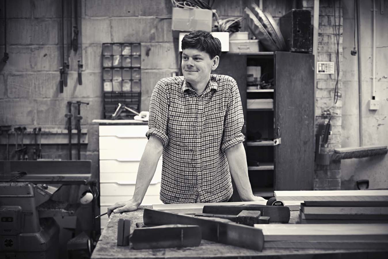 An old photo of me in the workshop. I don't look as fresh-faced any more.