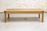 Solid oak coffee table, side view