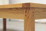 Solid oak coffee table, leg joinery detail